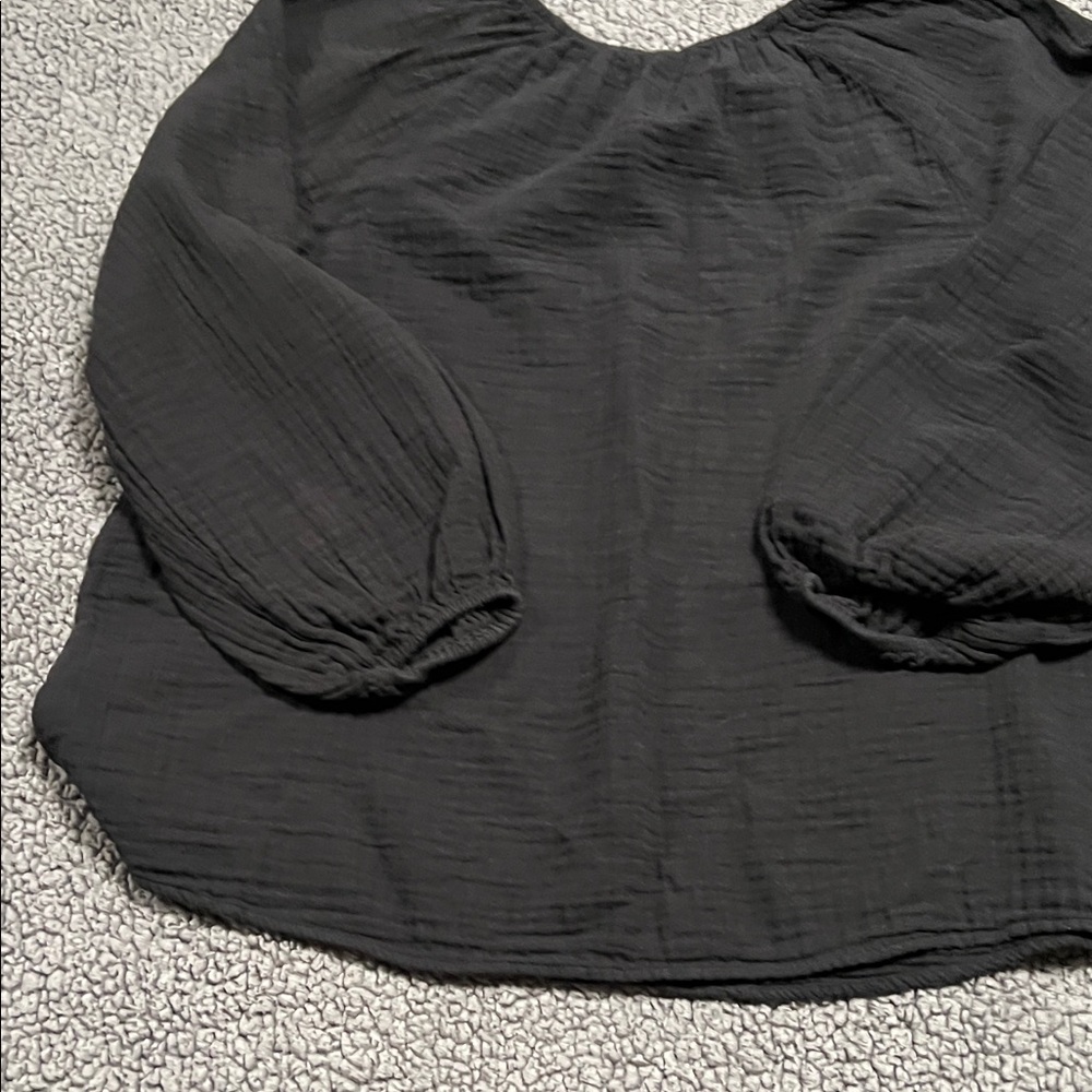 Old Navy Black Women's Peasant Balloon Sleeve Cotton Gauze Blouse XL tall - Picture 4 of 10